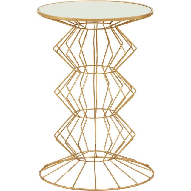 Premier Housewares - Interiors By Premier Compact Gold Finish Frame Table, Practical Side Table For Livingroom, Mirrored Top Small Lounge Table