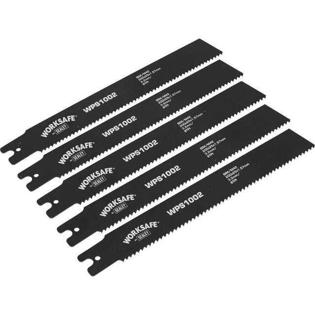 5 PACK 200 x 25 x 1.7mm Pipe Saw Blades - 8 TPI - Rigid Flexible Pipe Cutting