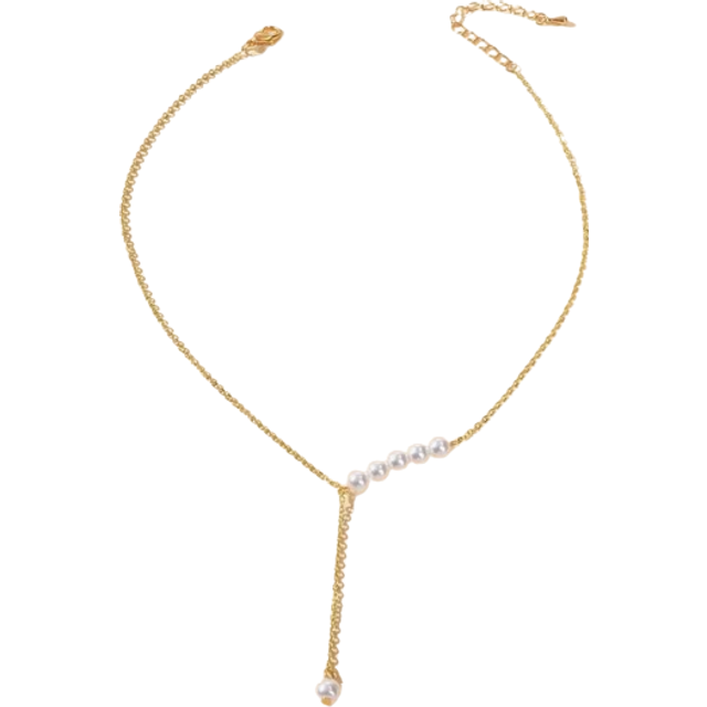 SHEIN Faux Pearl Decor Y Lariat Necklace