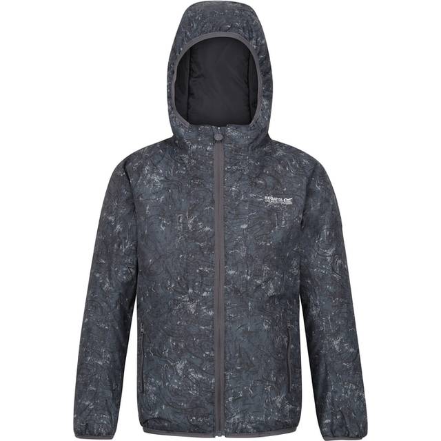Regatta Kids Waterproof Volcanics Reflective Jacket VII Seal Grey Terrain Print, Size: 9-10 Years