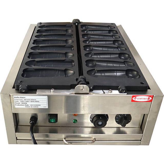 Fashion Design 8 PCS Commercial Electric Non-stick A Piece of Gayke Dick Bob Hot Dog Sausage Waffle Making Machine Waffles Maker