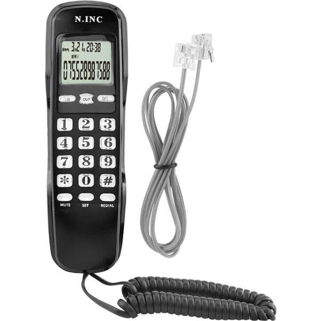 (Black) KX-T333CID Mini Wall Telephone Incoming Dual Caller ID LCD Display Landline Phone With Flash Calendar For Home Office Hotel