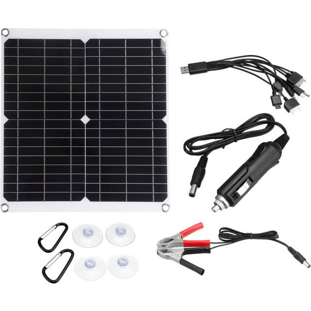 New 18V 50W PV Solar Panel Charger Kit Monocrystalline Solar Panels with 10 In 1 Adapter Cable