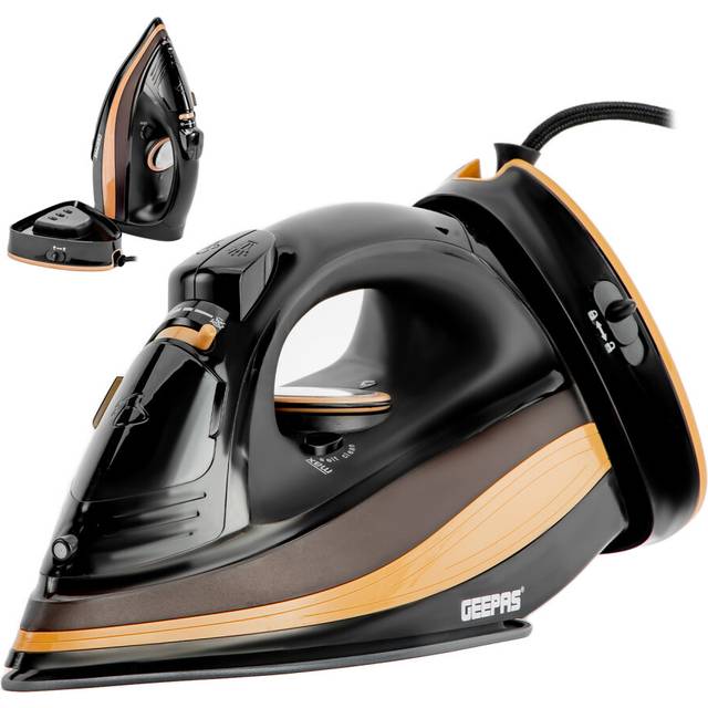 GEEPAS Steam Iron Clothes Dry & Steam Press 2400W - Gold;Black (1.45kg)