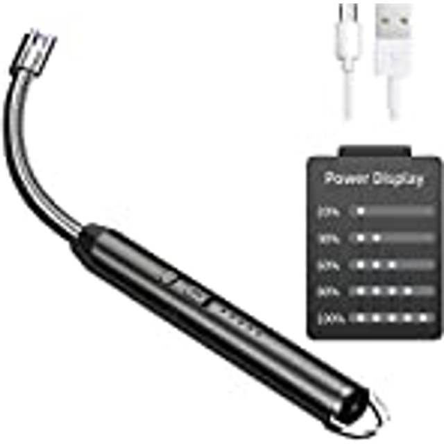 Newaner Stick Lighter, Electric Arc Lighter with Longer Neck, Electronic Lighter USB Rechargeable Windproof Flameless for Kitchen Stove Camping Fireworks Fireplace Candles Lighting Black