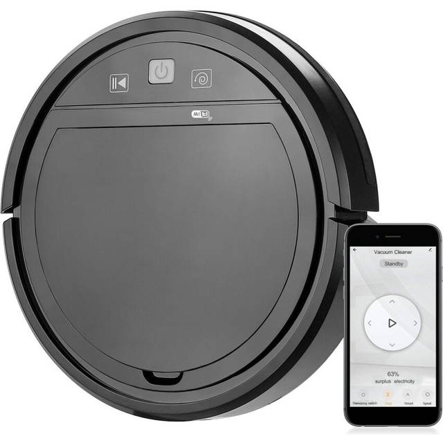 (Black) 3-In-1 Robotic wifi Cleaner 1500Pa Powerful Suction Robot Vacuum Cleaner