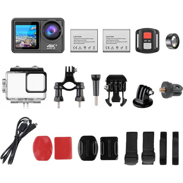 4K 24MP Dual Screen Sportkamera DV-videokamera 2,0 tums skärm vidvinkel EIS 40m Vattentät svart