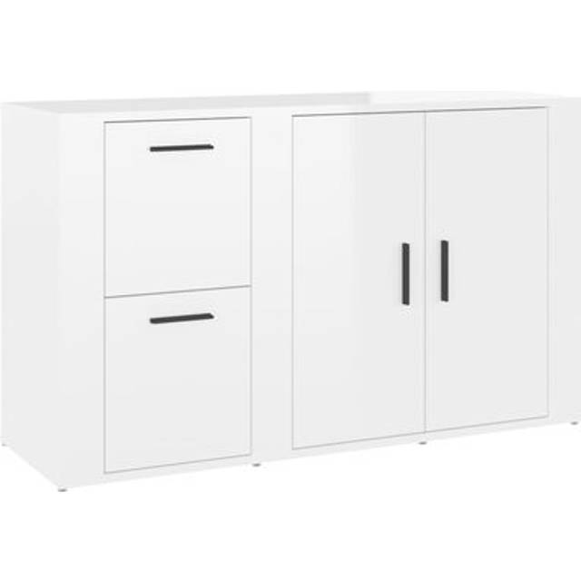 Förvaringsskåp vit högglans 100x33x59,5 cm konstruerat trä