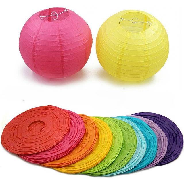 1Pcs Waterproof Lantern Outdoor Courtyard Decoration Rainproof Silk Fabric Folding Steel Wire Advertising Lanterns 8inch white
