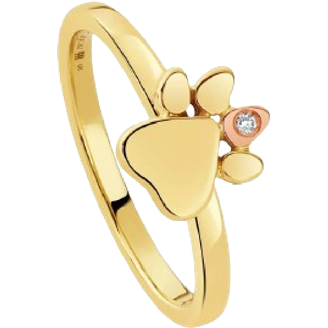 Clogau Paw Prints On My Heart 9ct Gold Diamond Ring - Q