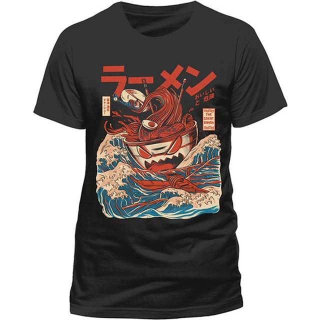 Ilustrata Great Ramen Full Colour Black Short Sleeve T shirt - Black / XL