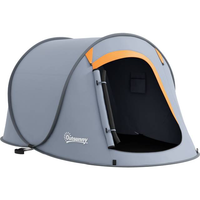 Outsunny Pop up Camping Tent for 2 Man, 2000mm Waterproof with Carry Bag, Grey