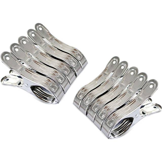 Outdoor Heavy Duty clothespins 10 Pack Large Stainless Steel Quilt Clips,Beach Towel Clips,Curtain Clamps,Rubber Tipped Metal Clothes
