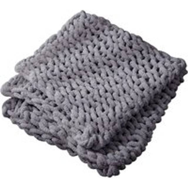 Living And Home Chunky Knit Blanket Throw 100% Hand Knit Chenille Chunky Throw Blanket For Couch 60 X 60Cm In Dark Grey - One Size