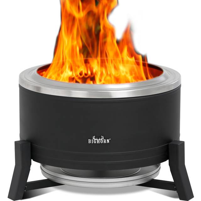 BIGHORN Smokeless Fire Pit 2in1 Low Smoke Bonfire, Ideal for Camping