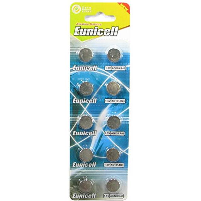 AG12 LR43 Batteries (10 pack) Alkaline 1.5V Button Cell Battery Eunicell