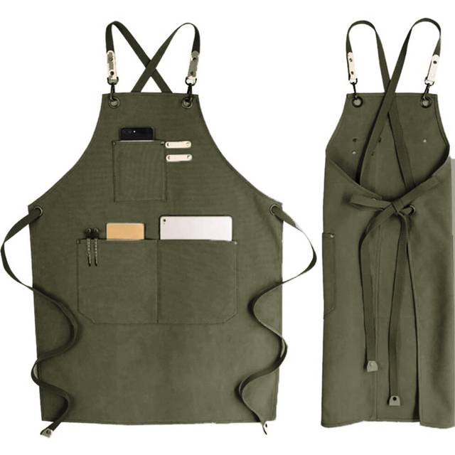 Chef Apron, Waterproof Cotton Canvas Cross Adjustable Apron, Denim Bib Apron