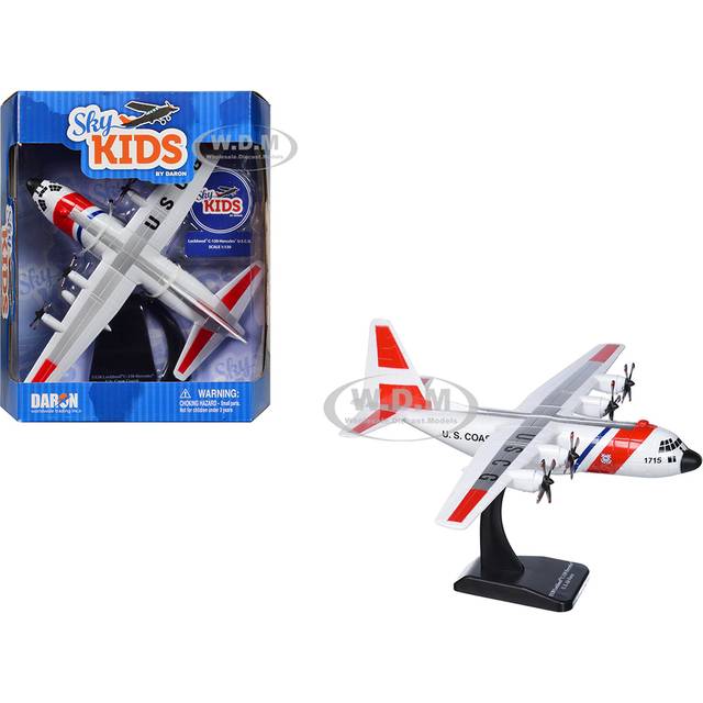 Lockheed C-130 Hercules Transport Aircraft &#34;United States Coast Guard&#34; &#34;Sky Kids&#34; Series 1/130 Plastic Model Airplane by Daron