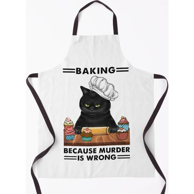 Black Cat Baking because murder is wrong cat lover gifts Grill Aprons for Kitchen BBQ Chef