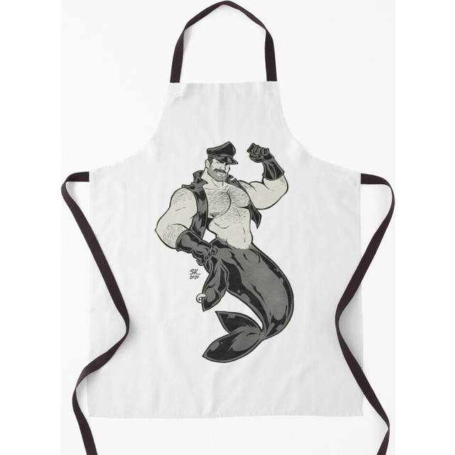 "Mermaid fan art on ""Tom of Finland"" Grill Aprons for Kitchen BBQ Chef"