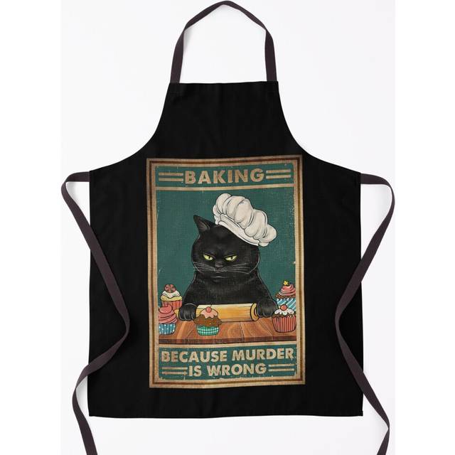Black Cat Baking because murder is wrong cat lover gifts Grill Aprons for Kitchen BBQ Chef