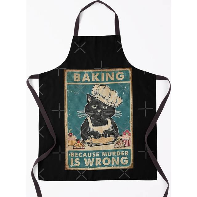 Black Cat Baking because murder is wrong cat lover gifts Grill Aprons for Kitchen BBQ Chef