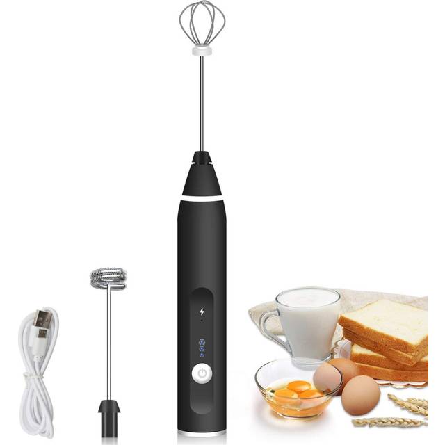 Electric milk frother, USB rechargeable milk frother 2 in 1 Hand-held battery-operated milk frother for coffee, latte