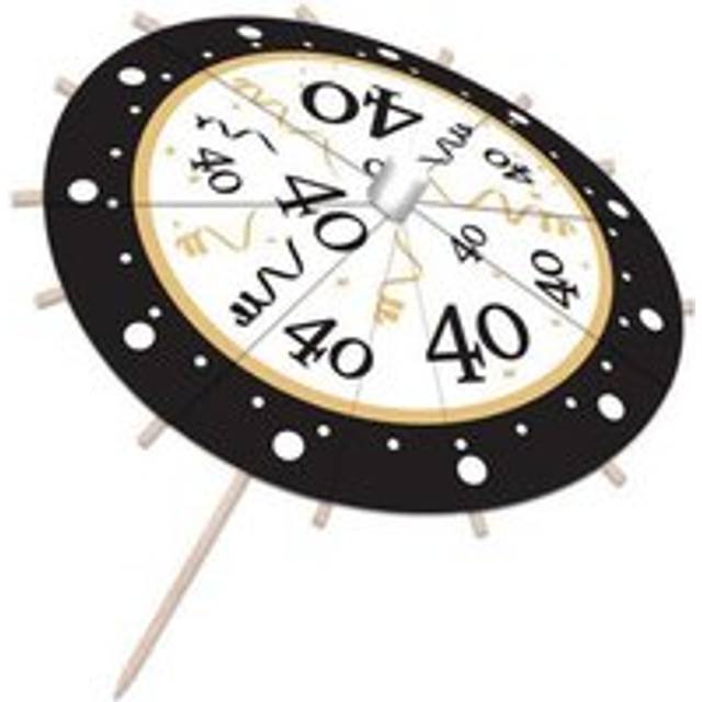 Bristol Novelty 40th Birthday Drink Umbrellas (Pack of 12) One Size black/white