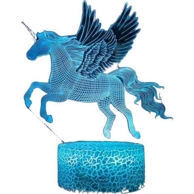 (Style 2 - With Wings) Night Lights & Light Projectors 3D Colour Changing Led Unicorn Night Light With Remote Control