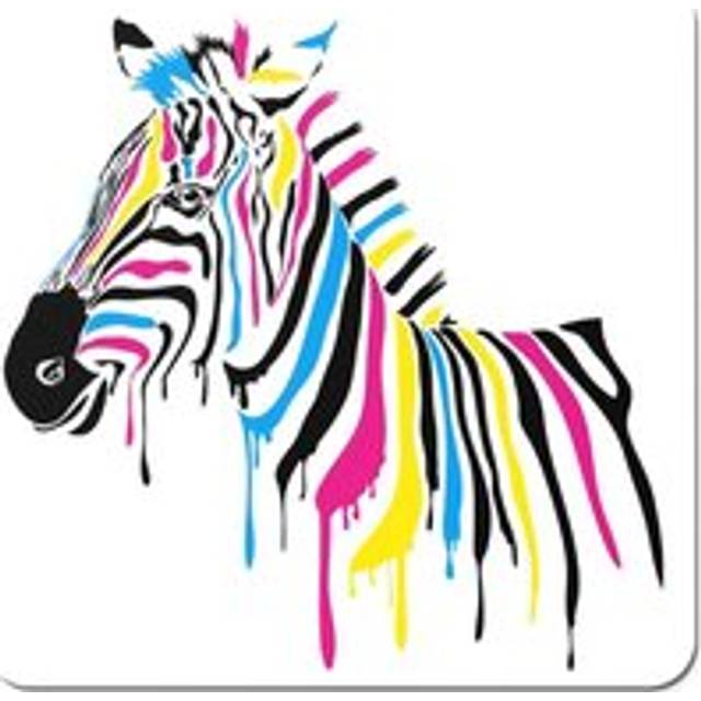 Multi Coloured Zebra Coasters - Set of 4 - Pink - One Size
