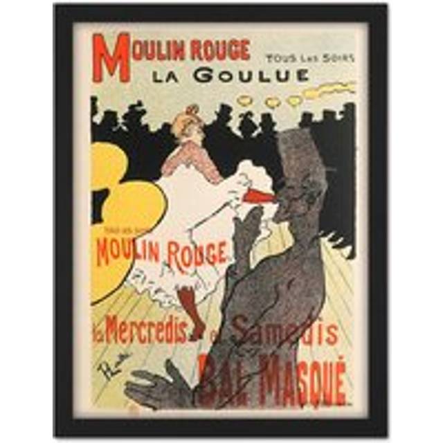 Wall Art Print Toulouse-Lautrec Dancer La Goulue Moulin Rouge Advert Large Framed Wall Décor Art - Brown - W18 inch x H24 inch