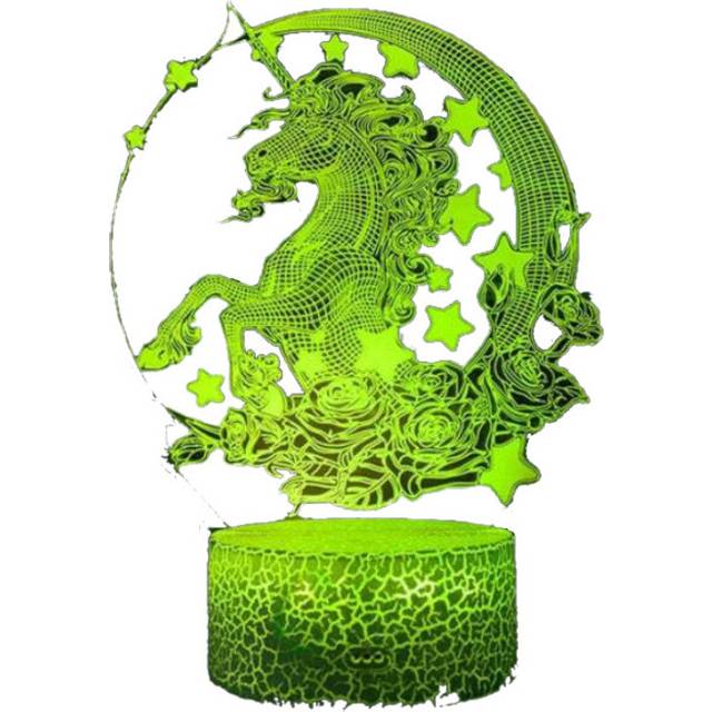 (Style 3 - In Moon) Night Lights & Light Projectors 3D Colour Changing Led Unicorn Night Light With Remote Control