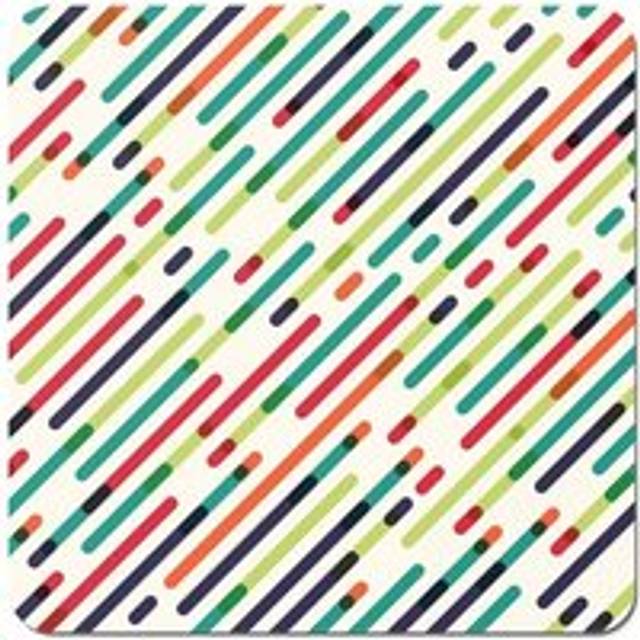 Coloured Diagonal Abstract Pattern Coasters - Set of 4 - Green - One Size