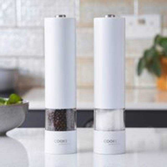 Cooks Professional Electric White Salt and Pepper Mill Grinder