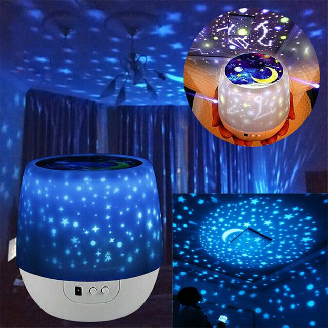 Rotating LED Light Projector Star Moon Sky Baby Kids Night Mood Lamp