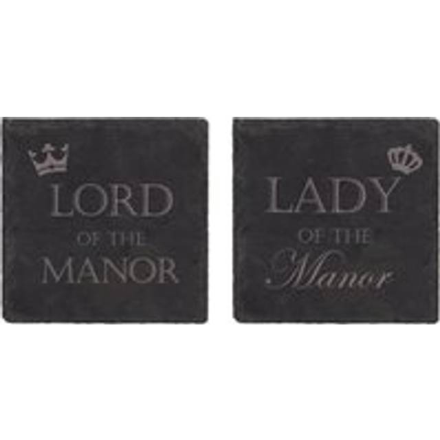 Slate Coasters Lord And Lady Of The Manor Engraved Gift Couples Wedding Present - Black - One Size