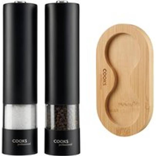 Cooks Professional Electric Matt Black Salt and Pepper Mill Grinder with Stand