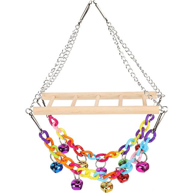 Pet Small Birds Parrot Acrylic Chain Ladder Hanging Bridge Swing Bite Climbing Toy with Bells