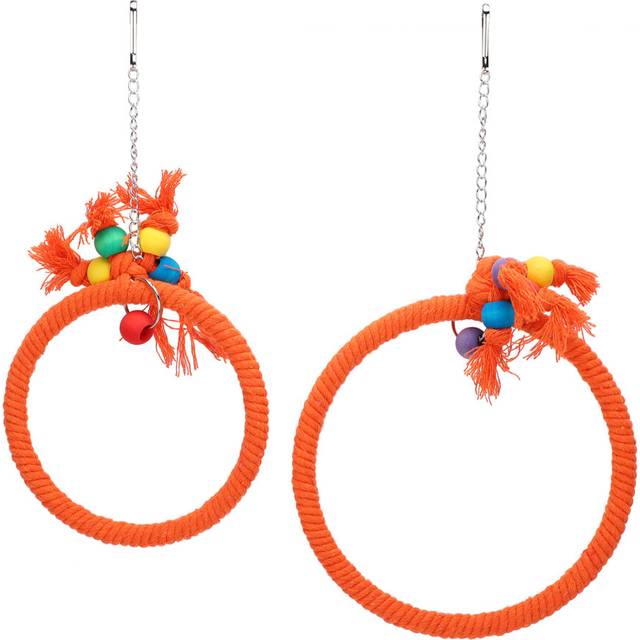 Cotton Rope Pet Parrot Swing Hanging Ring Climbing Chewing Biting Toys Cage AccessoryOrange