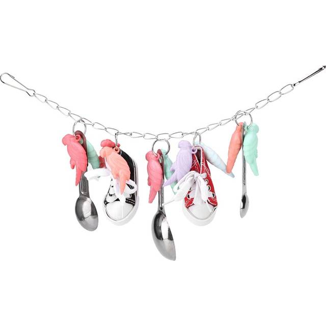 Bird Chewing Toy Parrots Cage Bite Toys with Sports Shoes Metal Spoon