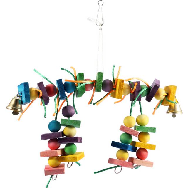 Colorful Swing Bridge Wooden Hanging Chewing Toy For Parrot Pet Bird