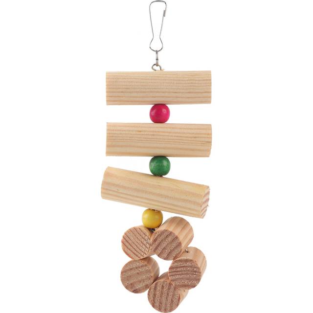 Flower Shaped Cage Wooden Hanging Bite Resistant Toy with Colorful Beads (Large Size)