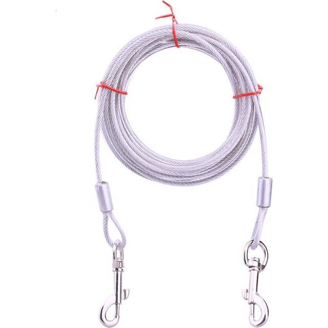 6Mm * 5M Long Steel Wire Chain Dog Rope, 17 Foot Connecting Cable For Large Dogs - White