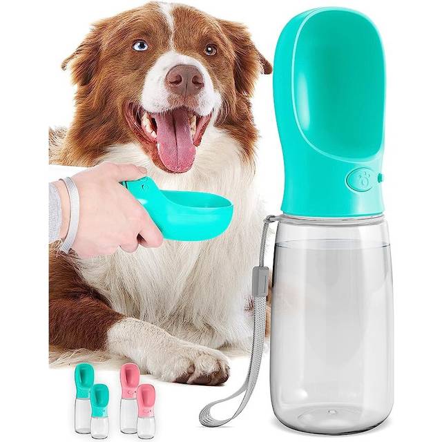 Dog Water Bottle, Leak Proof Portable Puppy Water Dispenser with Drinking Feeder for Pets Outdoor Walking, Travel, Food Grade Plastic (19oz, Blue)