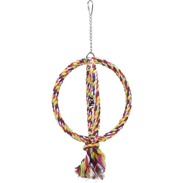 Parakeet Bird Ring Toy Cotton Rope Stainless Steel Wire Circle Ring for Pet Climbing Swing