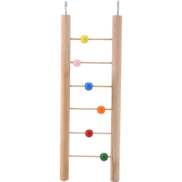 Wood Bird Parrot Ladder Climbing Toy Hanging Swing For Bird Cage Pet Toys With Beads