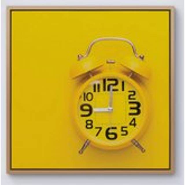 Yellow Alarm Clock Framed Canvas - Light Brown - w40_inch_x_h40_inch