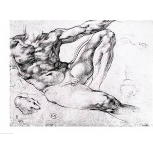 Study for The Creation of Adam Poster Print by Michelangelo Buonarroti - 36 x 24 in. - Large