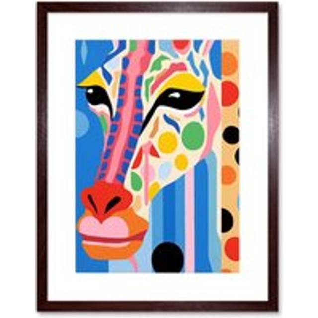 Wall Art Print I Woke Up Like This Giraffe Henri Matisse Style Artwork Vibrant Abstract Portrait Artwork Framed 9X7 Inch - Brown - W7 inch x H9 inch