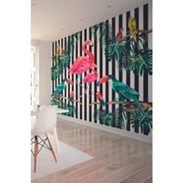 Origin Murals Flamingo Stripe Multicolour Wall Mural - MULTI